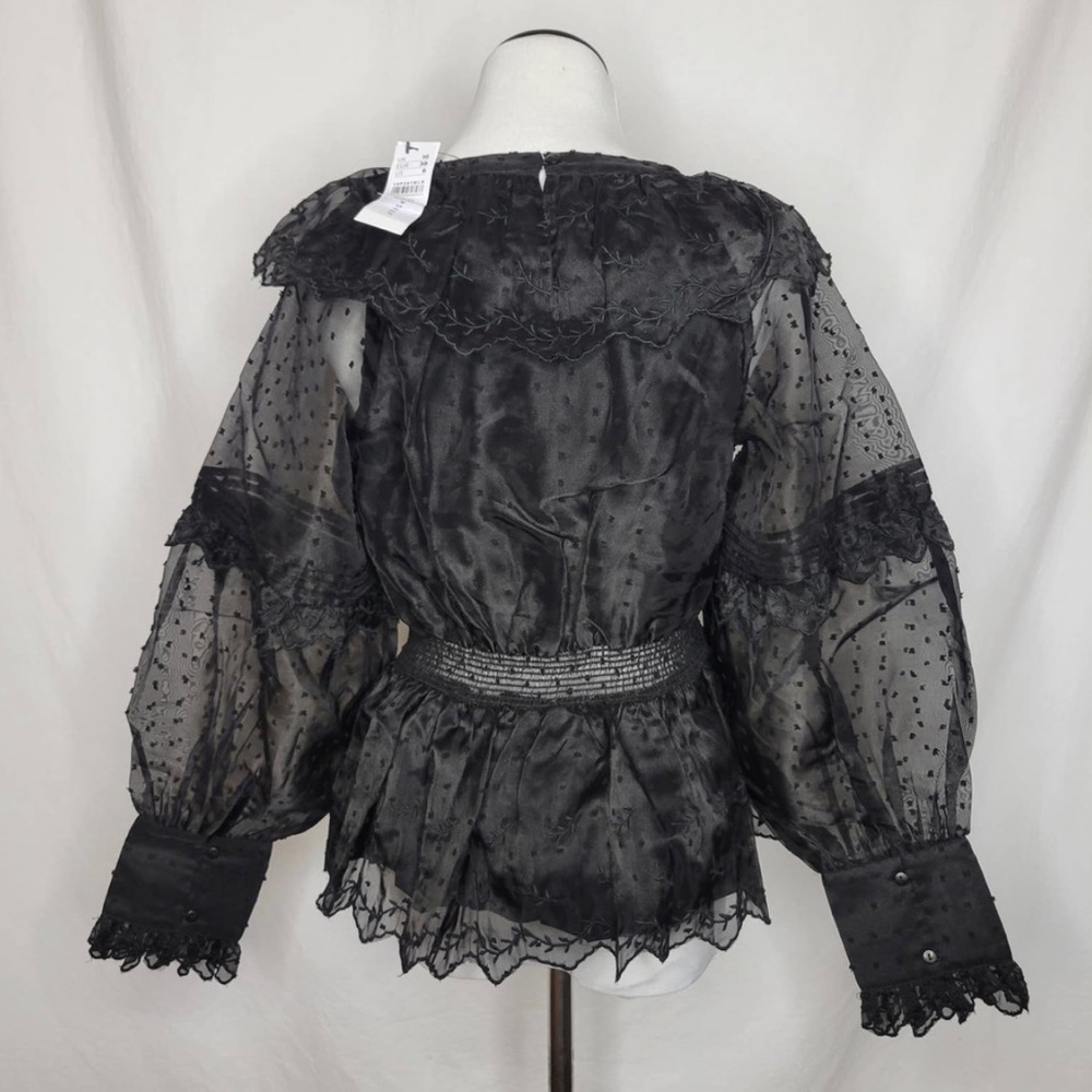 Topshop Black Dobby Shirred Waist
Blouse Top Size 6 NEW - Picture 12 of 14